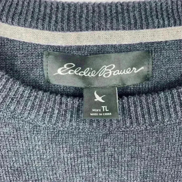 Eddie Bauer Men’s Crewneck Blue Stripe Sweater Top size TL - Picture 5 of 8